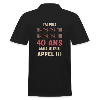 40 ans anniversaire - Polo Homme - noir - Dos - Kai (181cm)