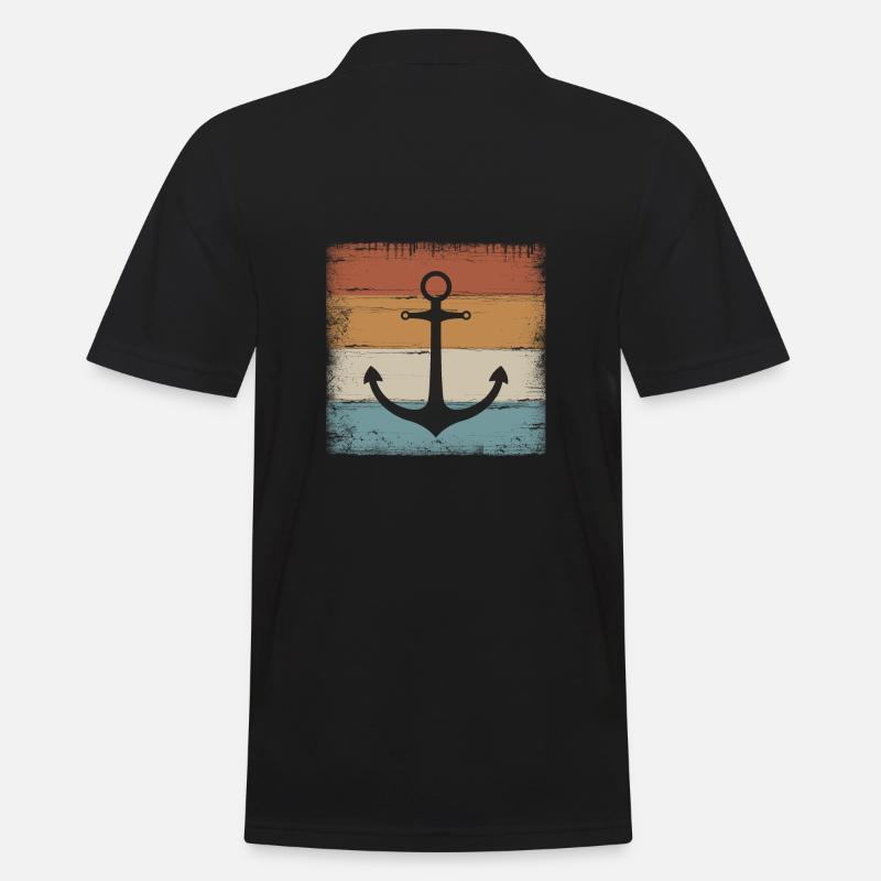 Anker Maritim Meer Seefahrt - Männer Poloshirt - Schwarz