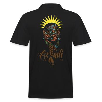 Jin Jiyan Azadi - Frauen Leben Freiheit  - Männer Poloshirt - Schwarz - Hinten - Kai (181cm)