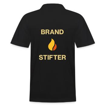 ★ Designfarben änderbar ★ Brandstifter (Feuer) - Männer Poloshirt - Schwarz - Hinten - Kai (181cm)