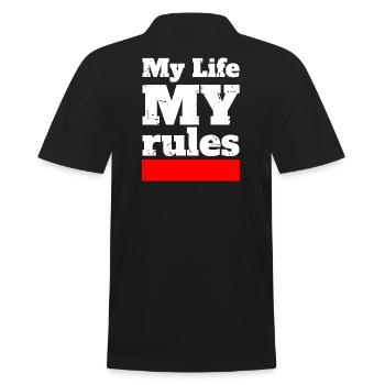 My Life My Rules - Vintage - Männer Poloshirt - Schwarz - Hinten - Kai (181cm)