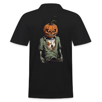 Spooky Pumpkin Zombie Halloween Night Horror - Men's Polo Shirt - black - Back - Kai (181cm)