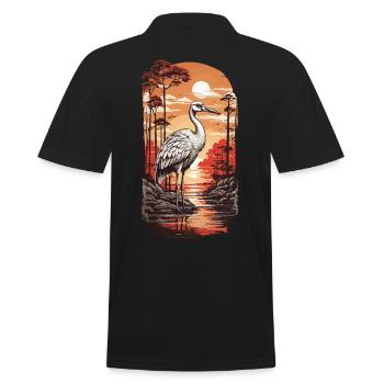 Ostasiatischer Retro Kranich Japan Style Art Vogel - Männer Poloshirt - Schwarz - Hinten - Kai (181cm)