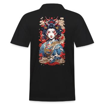 Geisha demon retro ukiyo-e japan style - Men's Polo Shirt - black - Back - Kai (181cm)