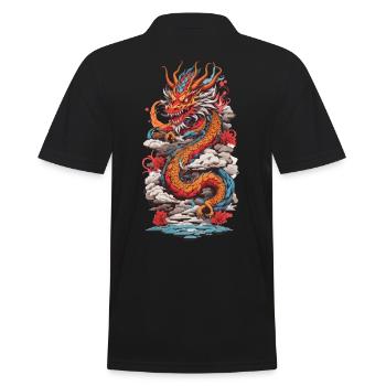 Retro Asiatischer Mystik Drachen Japan Design - Männer Poloshirt - Schwarz - Hinten - Kai (181cm)