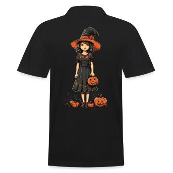 Vintage Hexen Halloween Retro Trick or Treat - Männer Poloshirt - Schwarz - Hinten - Kai (181cm)