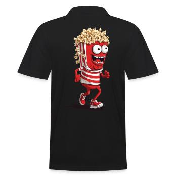 Popcorn Monster Halloween Filmabend Spaß - Männer Poloshirt - Schwarz - Hinten - Kai (181cm)