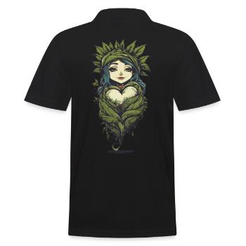 Magische Pflanzenliebe Tattoo Style - Männer Poloshirt - Schwarz - Hinten - Kai (181cm)