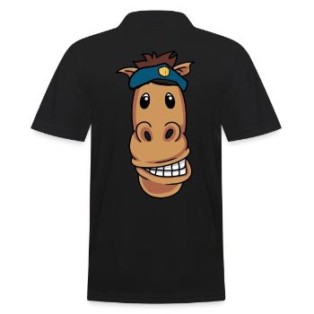 Déploiement de chevaux de police Travail d’officier de police à lumière bleue - Polo Homme - noir - Dos - Kai (181cm)