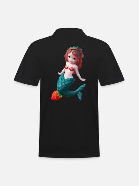 Sirène aux fraises - Polo Homme - noir