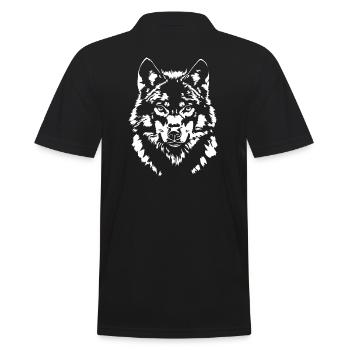 Wolf Portrait Wildtiere Wild Tiere Wölfe Wilsigns - Männer Poloshirt - Schwarz - Hinten - Kai (181cm)