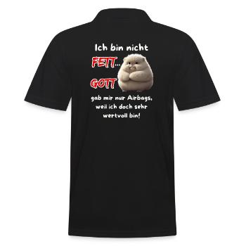 Ich bin nicht Fett... Gott gab mir nur Airbags - Männer Poloshirt - Schwarz - Hinten - Kai (181cm)