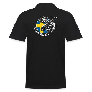 SVERIGE Elch Schweden Tier Wildnis Wilsigns - Männer Poloshirt - Schwarz - Hinten - Kai (181cm)