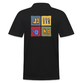 garten kleingarten erntezeit gartenarbeit - Männer Poloshirt - Schwarz - Hinten - Kai (181cm)