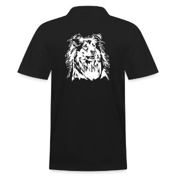 Langhaar Collie Hundeportrait Hunde Hund Wilsigns - Männer Poloshirt - Schwarz - Hinten - Kai (181cm)