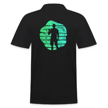 Floorball Unihockey Floorball player Bandy - Men's Polo Shirt - black - Back - Kai (181cm)