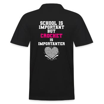 School Is Important But Crochet Is Importanter - Männer Poloshirt - Schwarz - Hinten - Kai (181cm)