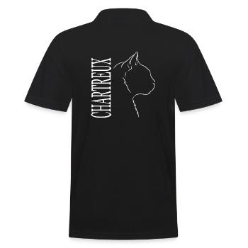 Chartreux Cat Profile Cats Wilsigns - Men's Polo Shirt - black - Back - Kai (181cm)