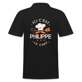Philippe Chef Ici c est Philippe le chef cuisinier - Polo Homme - noir - Dos - Kai (181cm)