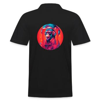 Funky Affe mit Kopfhörer und Sonnenbrille - Männer Poloshirt - Schwarz - Hinten - Kai (181cm)