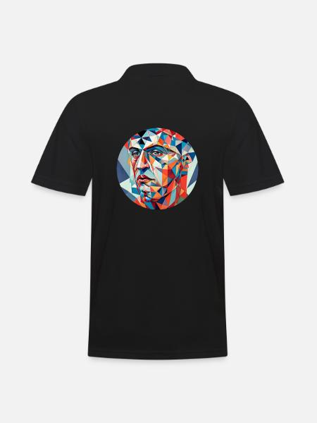 Geometrischer Mosaik Kopf - Männer Poloshirt - Schwarz