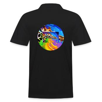 Farbenfrohe Giraffe - Männer Poloshirt - Schwarz - Hinten - Kai (181cm)