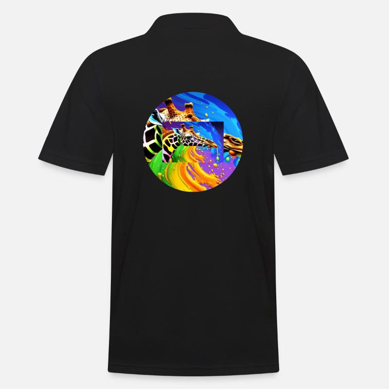 Farbenfrohe Giraffe - Männer Poloshirt - Schwarz