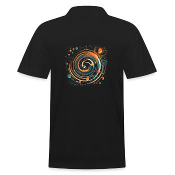 Tourbillon rétro de planète spatiale en orange et turquoise - Polo Homme - noir - Dos - Kai (181cm)