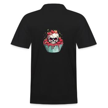 Gruseliges Horror Kirschtörtchen - Happy Halloween - Männer Poloshirt - Schwarz - Hinten - Kai (181cm)