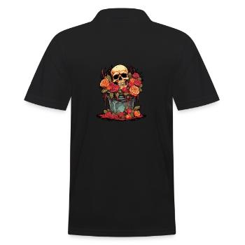 Gruseliges Horror Blumen Bouquet - Happy Halloween - Männer Poloshirt - Schwarz - Hinten - Kai (181cm)