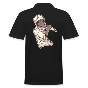 Rappeur tenant un micro avec Stroke - Polo Homme - noir - Dos - Kai (181cm)
