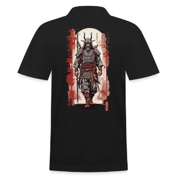 Samurai Krieger Vintage Japan Farbholzschnitt Stil - Männer Poloshirt - Schwarz - Hinten - Kai (181cm)