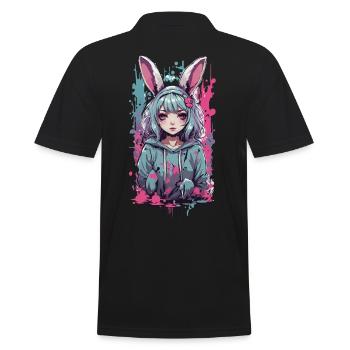 Anime Girl Bunny Kemonomimi Kawaii Gothique Design - Polo Homme - noir - Dos - Kai (181cm)