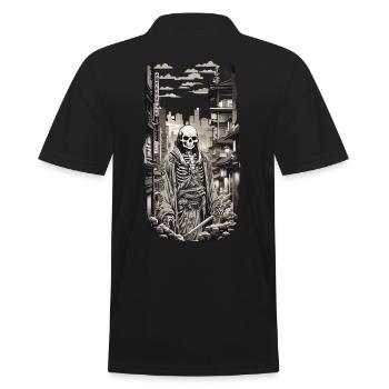 Samouraï Yokai Squelette Ukiyo-E Otaku Streetwear - Polo Homme - noir - Dos - Kai (181cm)