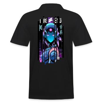 Cyborg Frau Futuristischer Roboter - Männer Poloshirt - Schwarz - Hinten - Kai (181cm)