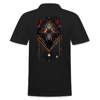 Goldener Wolf Cyborg - Männer Poloshirt - Schwarz - Hinten - Kai (181cm)