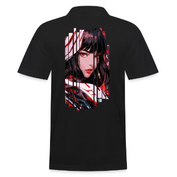 Cyborg Woman blanc kanji - Polo Homme - noir - Dos - Kai (181cm)
