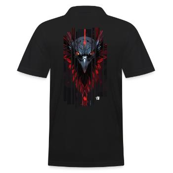 Cyborg corbeau kanji rouge - Polo Homme - noir - Dos - Kai (181cm)
