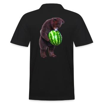 Bär mit Wassermelone - Männer Poloshirt - Schwarz - Hinten - Kai (181cm)