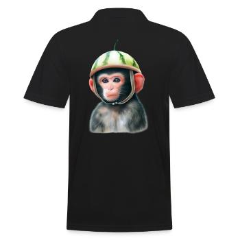 Singe à la pastèque - Polo Homme - noir - Dos - Kai (181cm)