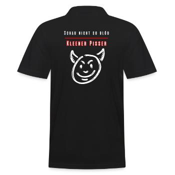 Schau nicht so blöd Kleiner Pisser-Party Fun Shirt - Männer Poloshirt - Schwarz - Hinten - Kai (181cm)