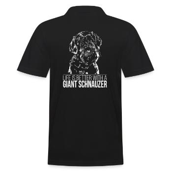 GIANT SCHNAUZER life is better Spruch Wilsigns - Männer Poloshirt - Schwarz - Hinten - Kai (181cm)