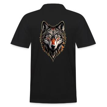 Wolfskopf Indianer Wikinger Natur Mandala Wolf - Männer Poloshirt - Schwarz - Hinten - Kai (181cm)