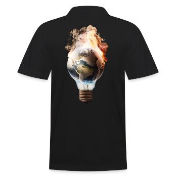 Brennende Erde in einer Glühbirne - Männer Poloshirt - Schwarz - Hinten - Kai (181cm)