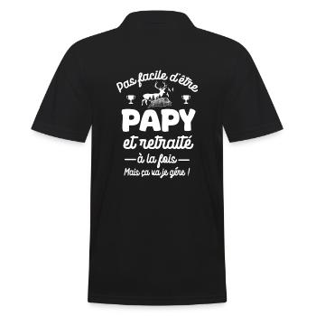 papy chasseur et retraité cadeau chasse fête - Polo Homme - noir - Dos - Kai (181cm)
