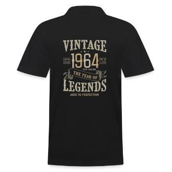 1964 Birthday Vintage Born Legends Born 1964 - Men's Polo Shirt - black - Back - Kai (181cm)