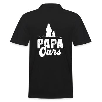papa ours cadeau t shirt papa ours fête des pères - Polo Homme - noir - Dos - Kai (181cm)