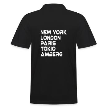 Amberg, New York, London, Paris, Tokyo ... - Men's Polo Shirt - black - Back - Kai (181cm)