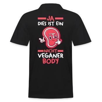 Anti Vegan - Männer Poloshirt - Schwarz - Hinten - Kai (181cm)