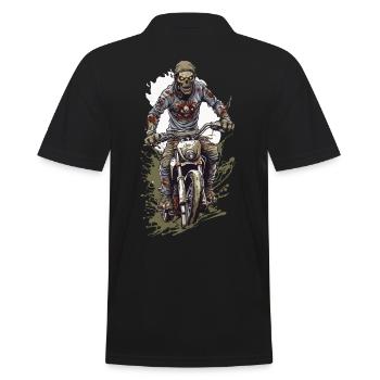 Zombie Halloween Cool Motocross Biker - Men's Polo Shirt - black - Back - Kai (181cm)